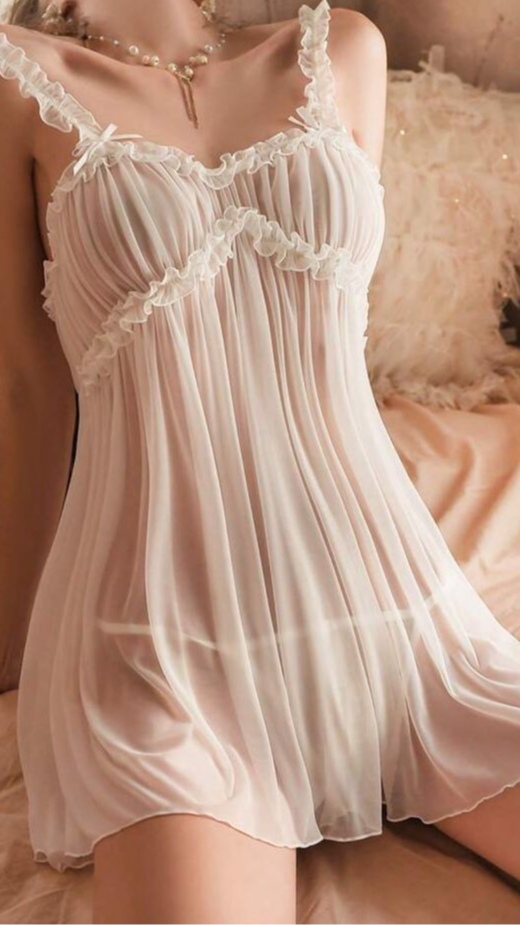 AI Nightwear – White Chiffon Babydoll